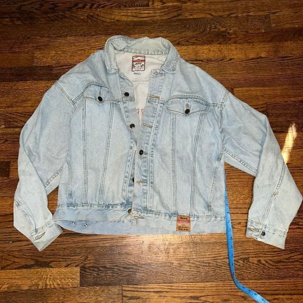 RARE LOONEY TUNES ACME TRADING I GROW MY OWN EMBROIDERED DENIM JACKET